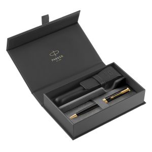 GP PARKER Sonnet Black GT + črna usnjena torbica