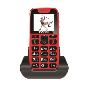 EVOLVEO EasyPhone, mobilni telefon za starejše s polnilnim stojalom (rdeča barva) EP-500-RED