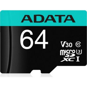 ADATA V30S/micro SDXC/64GB/UHS-I U3 / adapter razreda 10/+ AUSDX64GUI3V30SA2-RA1