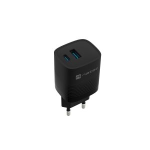 Univerzalni USB polnilec Natec RIBERA GaN 30 W, 1X USB-A, 1X USB-C, črn NUC-2141