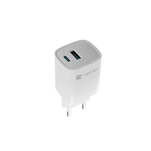 Univerzalni USB polnilec Natec RIBERA GaN 30W, 1X USB-A, 1X USB-C, bel NUC-2140