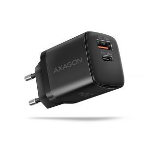 AXAGON ACU-PQ20 mrežni polnilec 20W, 2x vhoda (USB-A + USB-C), PD3.0/PPS/QC4+/AFC/Apple, črn ACU-PQ20