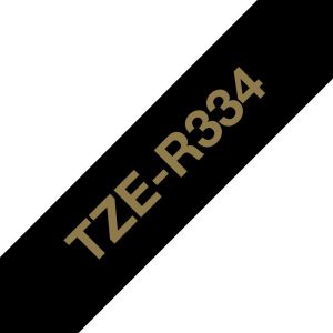 Brother TZE-R334 Gold na črnem 12 mm tekstilnem traku TZER334