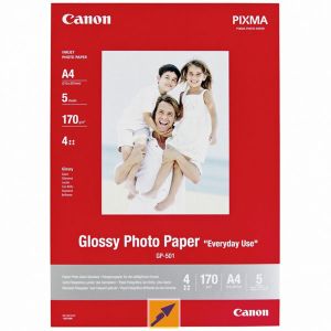 Canon Glossy Photo Paper, GP-501, foto papir, glossy, GP-501 type 0775B076, bel, 21x29.7cm, A4, 200 g/m2, 5 kos, inkjet