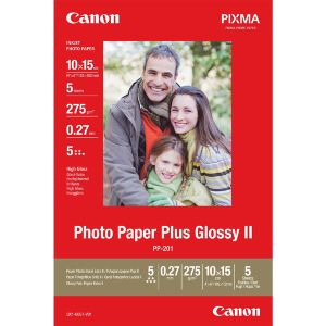 Canon Glossy Photo Paper, PP-201, foto papir, glossy, 2311B053, bel, 10x15cm, 4x6", 275 g/m2, 5 kos, nedoločeno