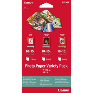 Canon Photo Paper Variety Pack VP-101, VP-101, foto papir, 5x PP201, 5x SG201, 10x GP501 sijajni tip, 0775B078, bel, 10x15 cm, 4