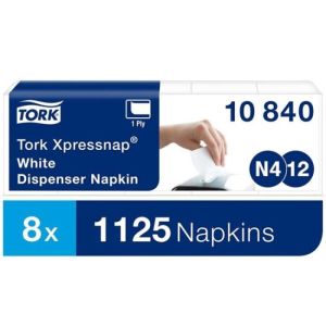 Papirnate serviete 1-slojne. TORK Xpressnap prigrizek. bela N4 (1125 kosov)