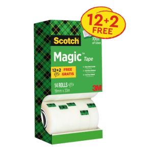 Lepilni trak Scotch Magic invisible writable 19 mm x 33 v škatli 12+2 gratis