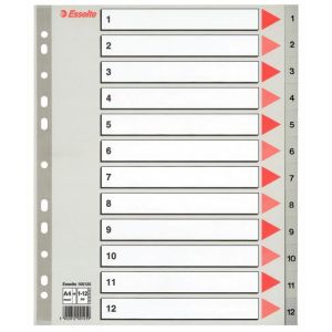 Plastični razdelilnik Esselte 1-12 maxi siv