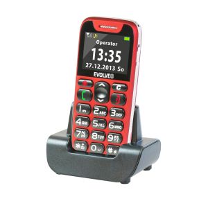 EVOLVEO EasyPhone, mobilni telefon za starejše s polnilnim stojalom (rdeča barva) EP-500-RED