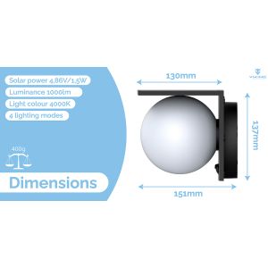 Zunanja solarna LED svetilka Viking SR26 VSR26