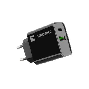 Univerzalni polnilec Natec RIBERA 20W 1X USB-A + 1X USB-C, črn NUC-2062