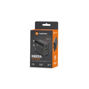 Univerzalni polnilec Natec RIBERA 20W 1X USB-A + 1X USB-C, črn NUC-2062