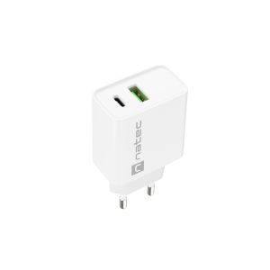 Univerzalni polnilec Natec RIBERA 20W 1X USB-A + 1X USB-C, bel NUC-2061