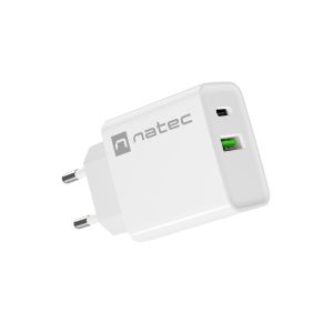 Univerzalni polnilec Natec RIBERA 20W 1X USB-A + 1X USB-C, bel NUC-2061