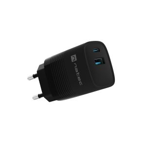 Univerzalni USB polnilec Natec RIBERA GaN 30 W, 1X USB-A, 1X USB-C, črn NUC-2141