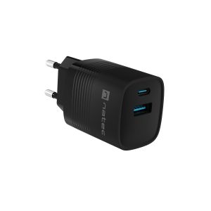 Univerzalni USB polnilec Natec RIBERA GaN 30 W, 1X USB-A, 1X USB-C, črn NUC-2141