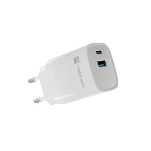 Univerzalni USB polnilec Natec RIBERA GaN 30W, 1X USB-A, 1X USB-C, bel NUC-2140