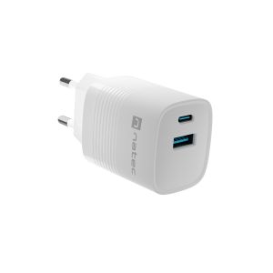 Univerzalni USB polnilec Natec RIBERA GaN 30W, 1X USB-A, 1X USB-C, bel NUC-2140