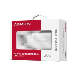 AXAGON ACU-PD20W, mrežni polnilec 20W, 1x USB-C vhod, PD3.0/PPS/QC4+/AFC/Apple, bel ACU-PD20W