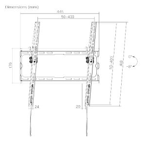 Nosilec Brateck KL32-44T za TV 32"-70" 45kg Slim nastavljiv stenski nosilec BRKL3244T