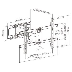 Raztegljivi nosilec Brateck LPA69-463D za TV 32"-70" 45kg nastavljiva stena BRLPA69463D