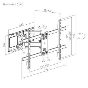 Izvlečni nosilec Brateck LPA69-466 za TV 37"-80" 60kg nastavljiva stena Heavy Duty BRLPA69466