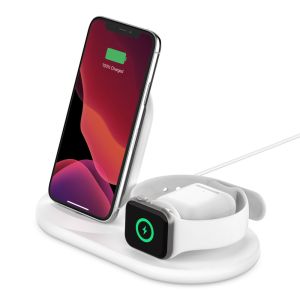 BELKIN Qi 3v1 stojalo za polnjenje, belo (iPhone, Apple Watch, AirPods) WIZ001vfWH