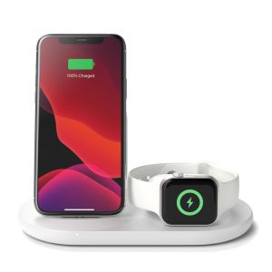 BELKIN Qi 3v1 stojalo za polnjenje, belo (iPhone, Apple Watch, AirPods) WIZ001vfWH