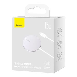 Baseus Brezžični omrežni polnilec Simple Mini3 15W USB-C bel 6932172618650