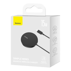 Baseus Brezžični omrežni polnilec Simple Mini3 15W USB-C črn 6932172618643