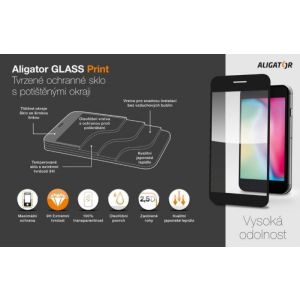 Aligator Zaščitno kaljeno steklo GLASS PRINT, iPhone 14 Pro, črna, lepljenje po celotni površini GLP0187