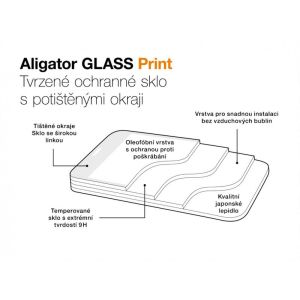 Aligator zaščitno kaljeno steklo GLASS PRINT, Samsung Galaxy A34 (5G), črn, lepljenje po celotni površini GLP0207