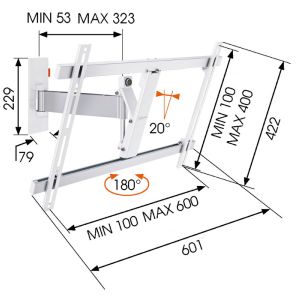 LCD roka Vogel&#39;s W52081, 40-65", 2 zgiba, bela W52081