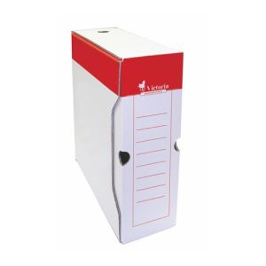 Arhivska škatla A4 / 100 mm, karton, VICTORIA, rdeča in bela