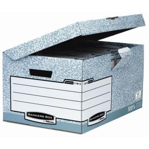 Arhivska škatla s pokrovom na tečajih Fellowes BANKERS BOX sivo/bela 37,8x28x53,5 cm