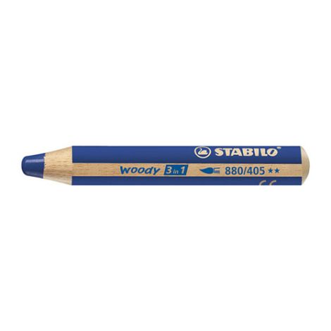 Barvica STABILO woody 3v1 - barva, voda, vosek - temno modra