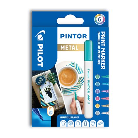 Okrasni marker PILOT "Pintor Metall", set 6 kos, konica F