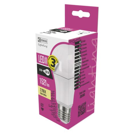 EMOS LED ŽARNICA CLASSIC A60 14W(100W) 1521lm E27 WW 1525733204