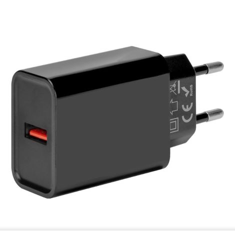 PAKIRANJE: potovalni polnilec ME USB-A 18W črn 8596311218811