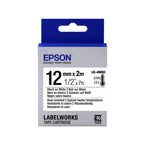 Toplotno odporna kartuša Epson Label LK-4WBH črno/bela 12 mm (2 m) C53S654025