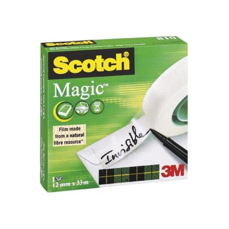 Lepilni trak Scotch Magic nevidno zapisljiv 12 mm x 33 m v škatli