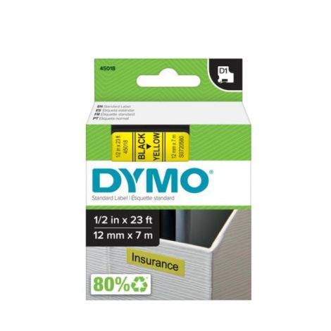 Samolepilni trak Dymo D1 12 mm rumeno/črni