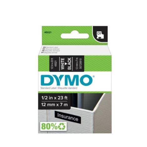 Samolepilni trak Dymo D1 12 mm črno/bel