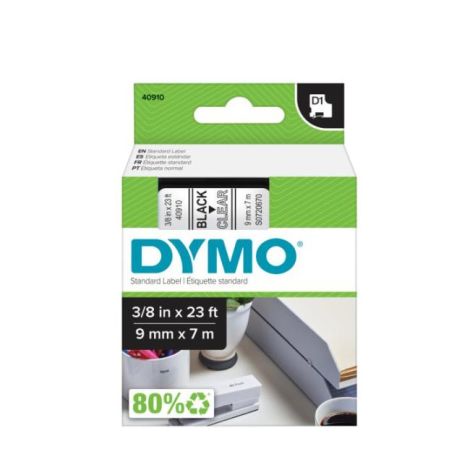 Samolepilni trak Dymo D1 9 mm prozoren / črn