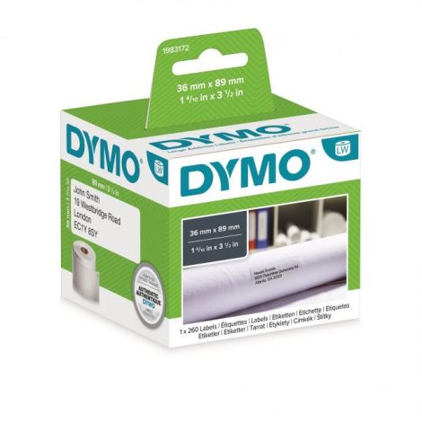 Samolepilne nalepke Dymo LW 89x36mm naslovne velike bele 260kos