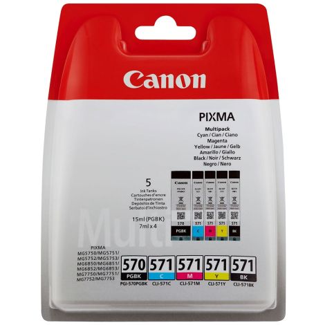 Kartuša Canon CLI-571 CMYK, PGI-570, 0372C006, 5-pack, multipack, original