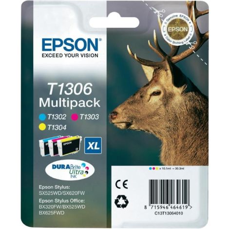 Kartuša Epson T1306, C13T13064012, CMY, 3-pack, multipack, original