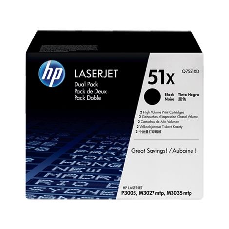 Toner HP Q7551XD (51X), dvojni paket, črna (black), originalni